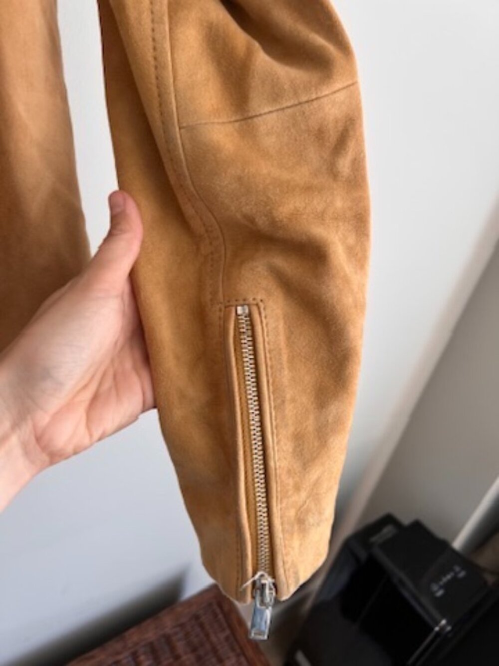 Massimo Dutti Goat Suede Moto Jacket Camel Tan Leather Size M - Picture 6 of 16